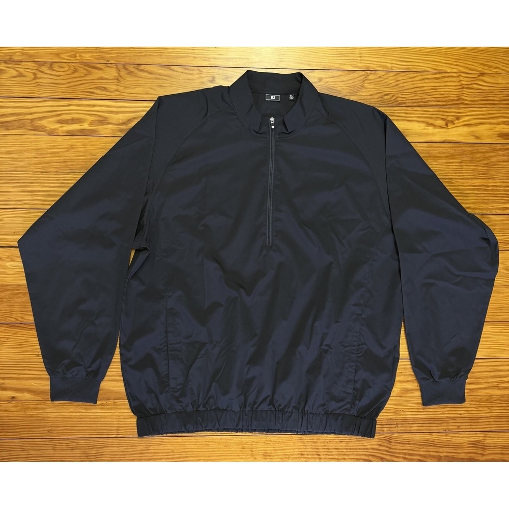 FootJoy FJ Men's XL 1/2 Zip Golf Windshirt Pullover Black 37761 Long Sleeve
